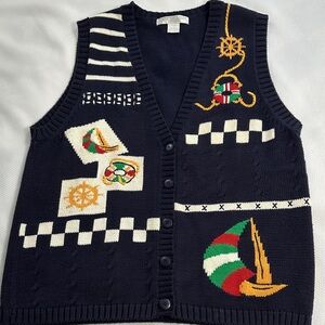 Nautical cotton button up vest